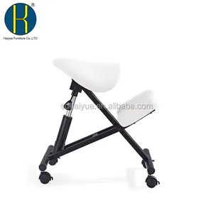 HY5001-2 Haiyue Furniture Ergonomic Kneeling Chair with Saddle Seat for Better Posture, Black PU Leather