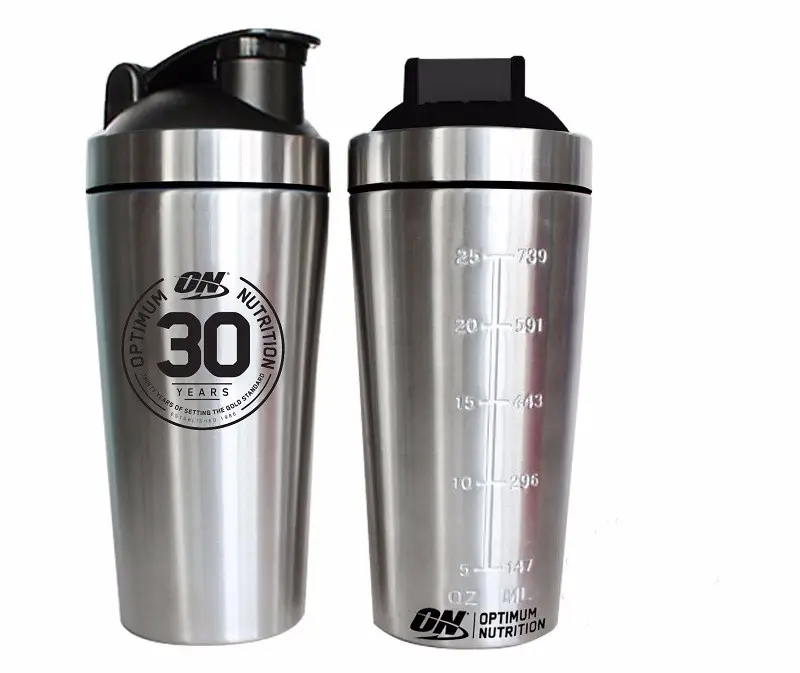 Garrafa agitadora de metal para proteína de esportes fitness com logotipo personalizado de aço inoxidável 750ml com bola misturadora liquidificadora