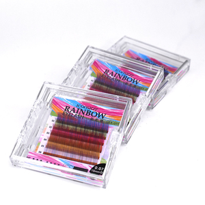 रंगीन झूठी पलकें 8-12mm इंद्रधनुष व्यक्तिगत बरौनी 0.07mm - Product Image 6