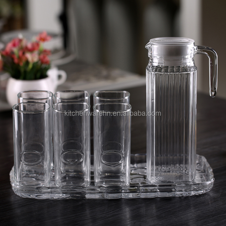 7pcs clear glassware set with lid