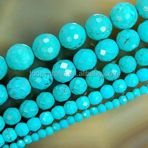 4 6 8 10 12 14ミリメートルピックSize卸売Blue Turquoise Flat Round Faceted Beads