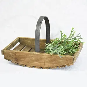 Pochette de jardin en bois rustique, rétro, style français, petit, corbeille en bois