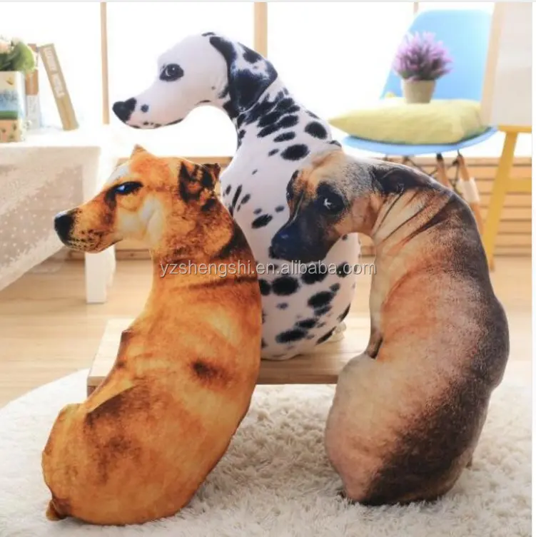 3D köpek şekilli atmak yastık hayvanat bahçesi hayvan yumuşak peluş oyuncak ev kanepe araba koltuğu dekoratif yastık