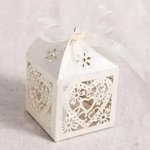 โรแมนติกโบว์ตกแต่งงานแต่งงานกล่องกระดาษหวานและกล่องขนม
