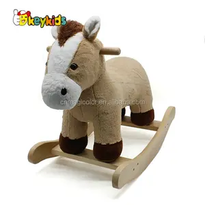 Оптовая продажа, лучшая игровая деревянная плюшевая лошадка-качалка в виде осла для детей ясельного возраста W16D113