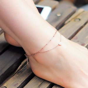 Stile estivo ciondolo cuore affascinante due catene cavigliera d'oro cavigliera gioielli piedi a piedi nudi sandali <span class=keywords><strong>cavigliere</strong></span> per donna - Product Image 4