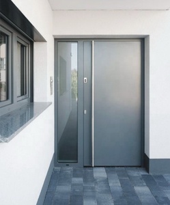 Seeyesdoor Kim Loại Phía Trước Bên Ngoài Cửa Thép Cửa Ra Vào Nhôm Với Cửa Sổ Kính Ánh Sáng Bên - Product Image 4