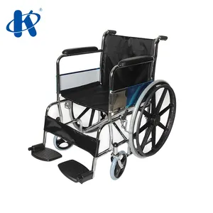 In China Ky809b Economic Standard Steel Wheelchair Fixed Armrest And Footrest Steel Manual Wheelchair With Mag Rear Wheel