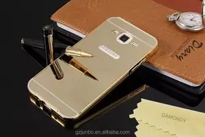 2016 Más Nuevo precio más barato de metal espejo trasero cubierta de parachoques del caso para samsung galaxy j5 j7 En Stock