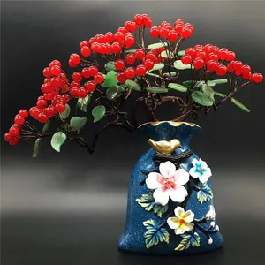 Árbol de Dinero Feng Shui para decoración del hogar, piedra de Jade de cristal Natural, imagen de cristal de amor, logotipo rojo personalizado, 1 ud.