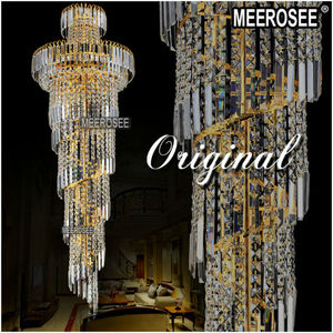 Lampu Gantung Kristal Berkilau, Lampu Gantung Kristal Berkilau Panjang Spiral Emas atau Perak untuk Restoran Hotel Lobi MD8500-L23