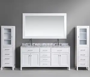 Estilo americano de 40 pulgadas Hotel roble libre tocadores de baño con armario con espejo