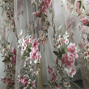 Elegante Lucido Bella di Disegno Del Fiore Del Merletto Ricamato Tessuto per Abbigliamento Personalizzato Panno - Product Image 1
