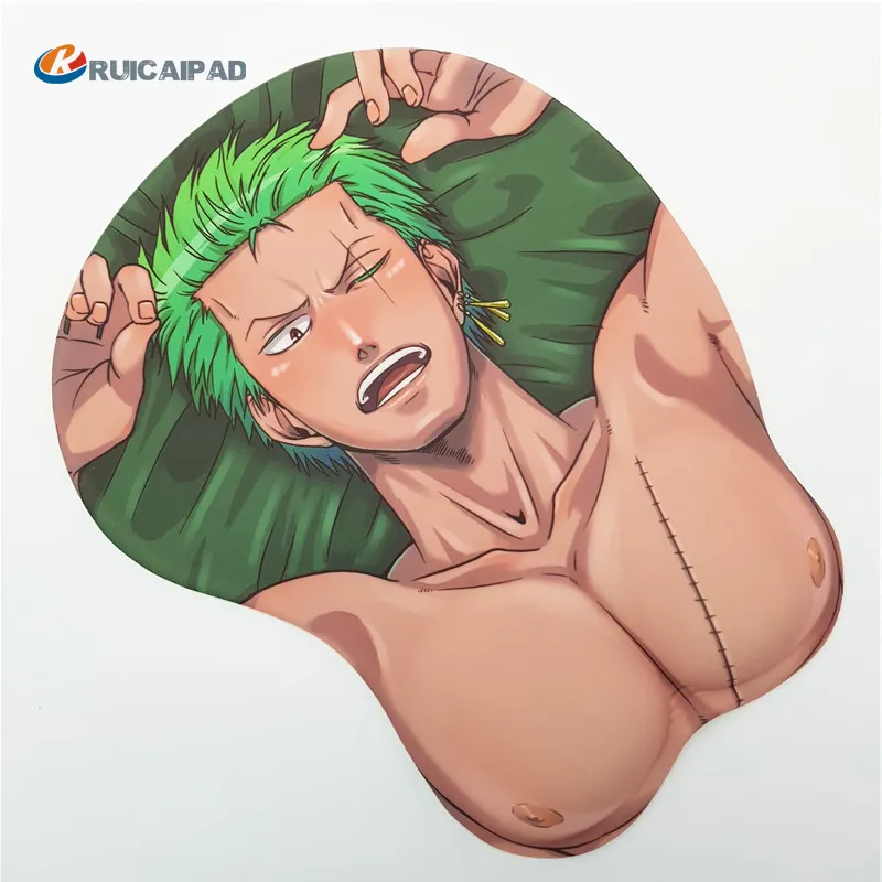 Support Custom Design Female Lady Brest One Piece Zoro Sexy 3D Anime Male Chest Gaming Mouse Pad