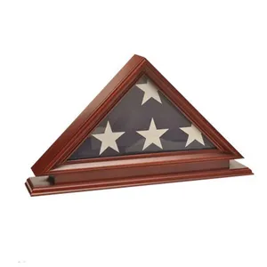 Cherry Wood Elegant Flag Display Case For Burial/Funeral/Veteran Flag