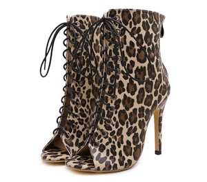 CSS415 2019 di modo della molla elegante peep toe leopard <span class=keywords><strong>lacci</strong></span> alla caviglia stivali scarpe per le donne - Product Image 1