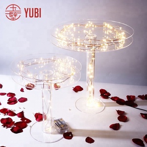 Fashion Hot Sell Wedding Fillable <strong>Cake</strong> Display <strong>Stands</strong> Acrylic <strong>Cake</strong> <strong>Stand</strong> with Light - Product Image 2