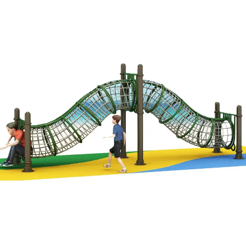 Parque de diversões escalada ao ar livre, corda de rede de carga, jogo de treinamento sensorial para escolas