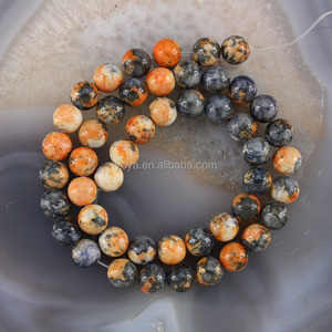 หินแจสเปอร์รูปทรงกลมเรียบ รุ่น RF0208-15 ลายดอกไม้ฝน ลูกปัดหินลายดอกไม้ฝน สำหรับทำเครื่องประดับ DIY - Product Image 6