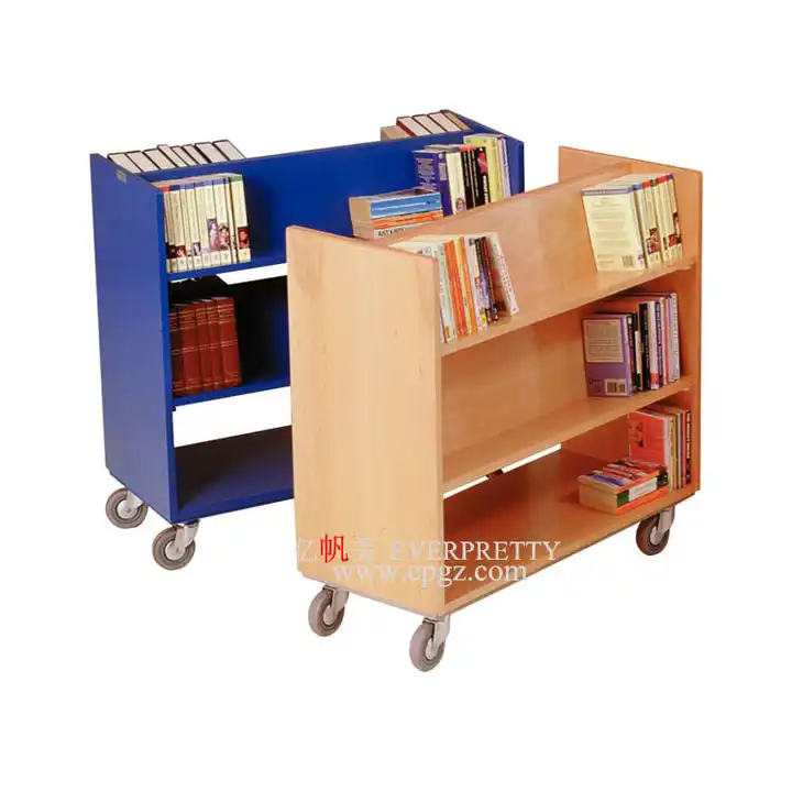 QTBH Estantería infantil de madera, carrito de libros