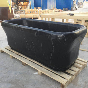 <span class=keywords><strong>Baignoire</strong></span> autoportante en <span class=keywords><strong>marbre</strong></span> <span class=keywords><strong>noir</strong></span>, pierre naturelle sculptée moderne - Product Image 5