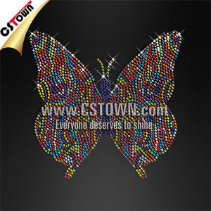 Brilhante design sua própria camiseta estampa de borboleta, padrões de strass, borboleta, fixação quente, strass transferência