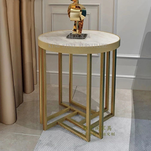 Modern Gold Color Marble End <strong>Table</strong> for Sofa <strong>Side</strong> <strong>Round</strong> <strong>Table</strong> Luxury Living Room <strong>Side</strong> <strong>Tables</strong> Metal Stainless Steel Corner Tablas - Product Image 2