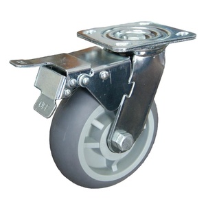 SS TPR Wheels Caster Heavy Duty mit Bremse 4 5 6 8 Zoll Grau - Product Image 4