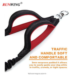 Perro doble correas con dos asas acolchadas-No enredo correa de perro acoplador cómodo de absorción de choque reflectante Bungee de plomo - Product Image 3