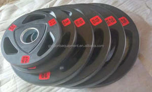 <span class=keywords><strong>Haltère</strong></span> de gymnastique <span class=keywords><strong>3</strong></span> trous noir, équipement de sport bon marché, plaque revêtue en caoutchouc - Product Image 2