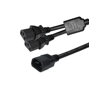 PVC-Mantel 3 Fuß Netz kabel Verkabelung C13 bis C14 Stecker Wechselstrom steckdose mit 2 in 1 Zweiwege-Splitter