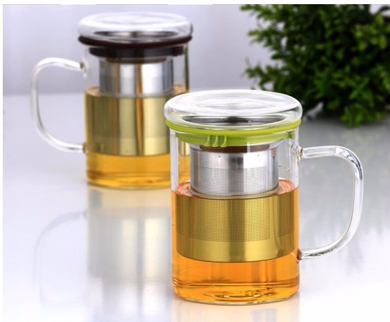 12oz--15oz Heat Resistant Glass Tea Mugs Glass Tea Cups With Infuser
