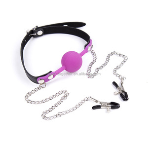 <strong>Sex</strong> Items Silicone <strong>Mouth</strong> <strong>Gags</strong> With Nipple Clip Chain
