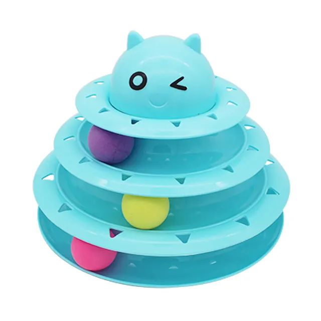 बिल्ली खिलौना रोलर बिल्ली खिलौने 3 स्तर टावरों पटरियों के साथ रोलर तीन रंगीन गेंद इंटरैक्टिव बिल्ली का बच्चा मज़ा पहेली खिलौने