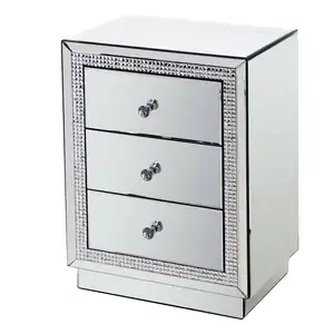 antique beside table silver mirrored chest of drawers with 3 drawers