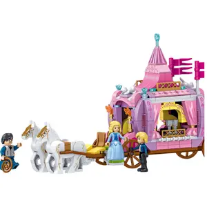 2019 new Royal carriage Children educational toys Castle building blocks pink for kids toys