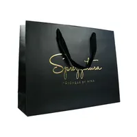 Custom Printed Black Luxury Shopping Gift Paper Bag with Handle