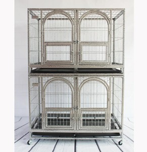 High quality Iron 2 laryer large dog cage double heavy duty dog cage