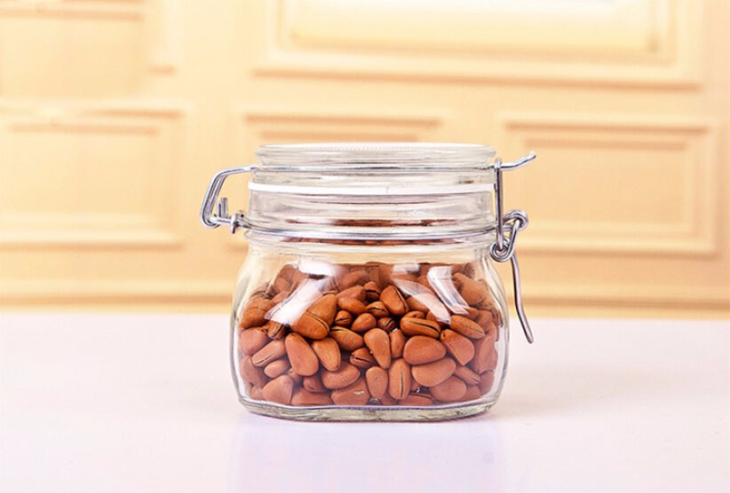500ml square glass jars with airtight lid, glass food jar