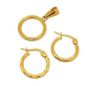 Olivia Stainless Steel Circle Necklace Earring Fashionable Costume Women Brazilian Gold Jewelry Set