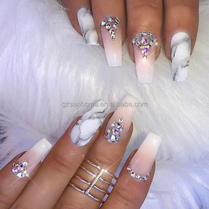 Senboma Marble And Chrome Nail Art Guangzhou Coffin Nail False Nail - Product Image 4