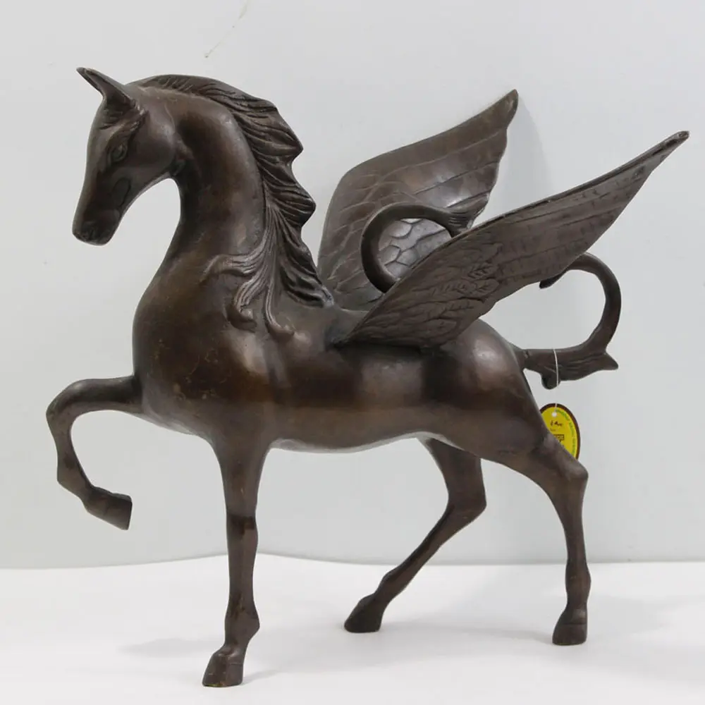 Cavallo di metallo Con L'ala Statua Figurine Scultura In Bronzo Antico