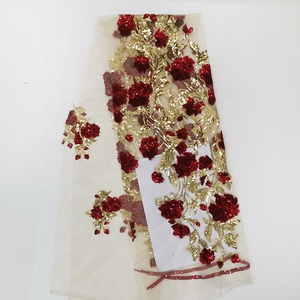 Vải Ren Ghana Màu Xanh Đậm Thêu Hoa Đám Cưới Lấp Lánh Châu Phi Chất Lượng Cao - Product Image 5