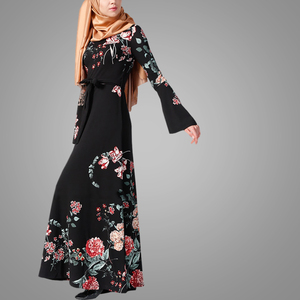 Casual de moda musulmana marroquí Dubai Abaya de poliéster de impresión Maxi vestido elegante diseño burka - Product Image 2