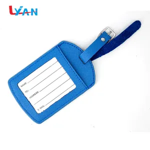 Best price custom blue standard size real leather luggage hang tag