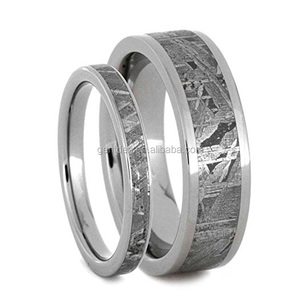 Gentdes Jewelry 4mm/6mm/8mm anello in vero Meteorite gioielli con fascia in titanio Comfort Fit fede nuziale in vero Meteorite per uomo - Product Image 1