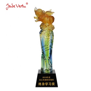 Jadevertu Chinese zodiac crystal liuli trophy Pate-de-Ve trofeo a forma di maiale e placca premio <span class=keywords><strong>per</strong></span> la decorazione del regalo della cerimonia del ricordo - Product Image 2