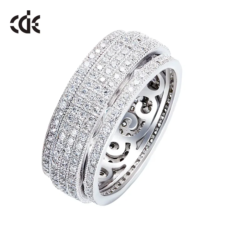 CDE YR0428 Trendy Jewelry Manufacturer Custom Fashion 925 Sterling Silver Rings Tennis Rings Wending Band
