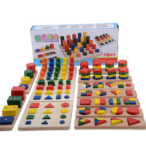 Alat Bantu Sensor Geometri Set Sorter Bentuk Pengenalan Warna Kayu Material Montessori Edukasi Juguetes Montessori - Product Image 5