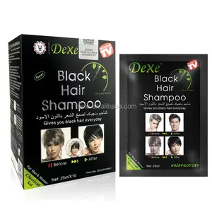 Dexe Haarfarbe Shampoo Nano Haar Shampoo Schwarz Nicht schädigt Haare und verletzt die Kopfhaut bei allen Unisex Erwachsenen Permanent Normal 25 mlx10